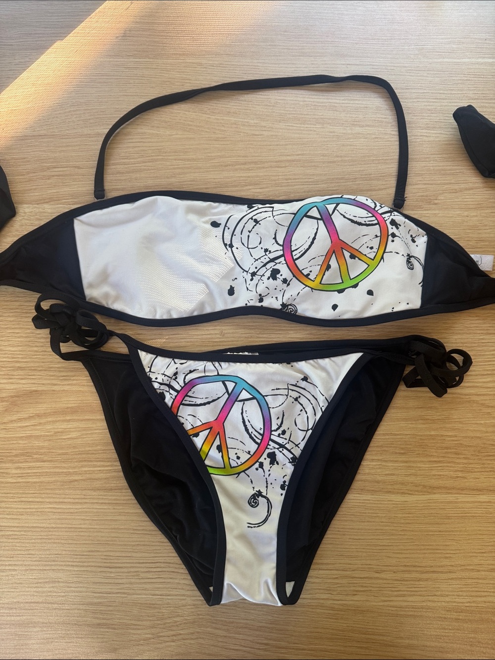 Black & White Bikini with Rainbow Peace Sign